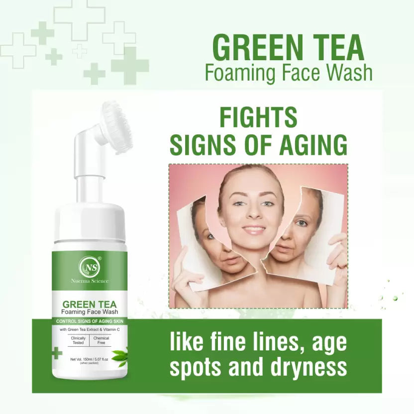 Nuerma Science Green Tea Foaming Face Wash | Hydrate, Soothe & Revitalize Skin - 150ml