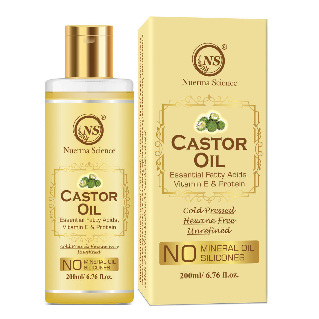 Nuerma Science Castor Oil For Skin & Body | Hydrating & Soothing Massage Oil - 200ml