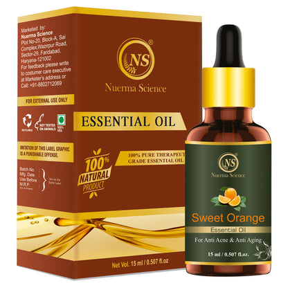 Nuerma Science Sweet Orange Essential Oil for Anti-Acne & Anti-Aging - 15ml