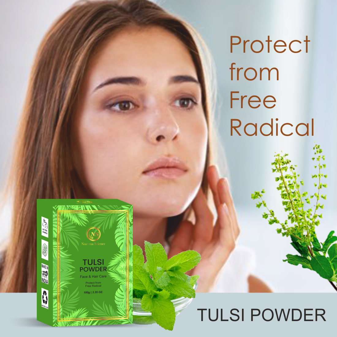 Tulsi Natural Powder For Face & Hair Care - 100mg