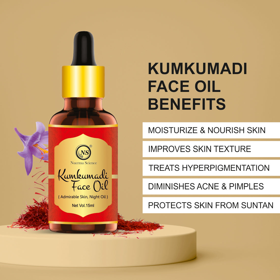 Nuerma Science Kumkumadi Face Oil For Glowing Face - 15ml