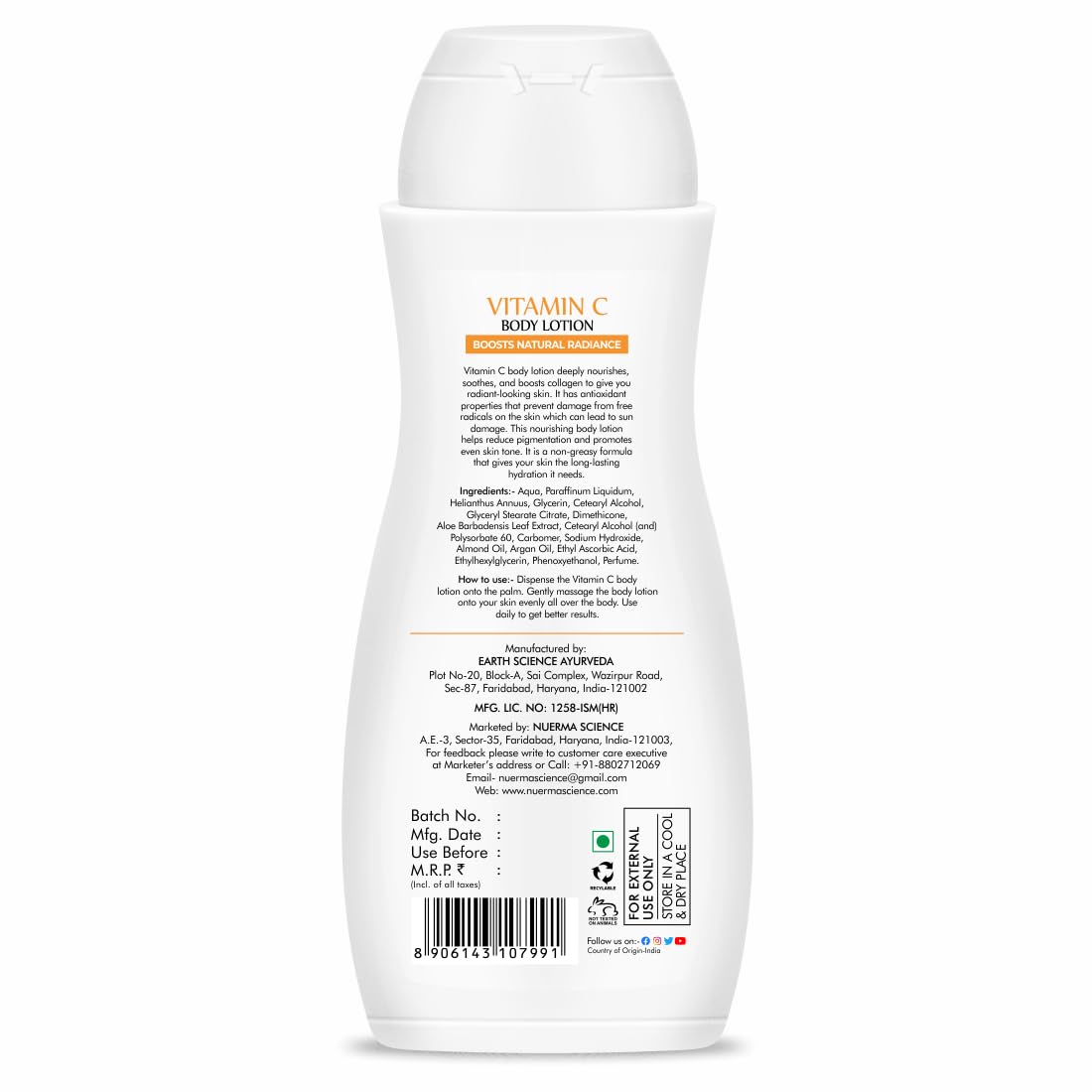 Nuerma Science Vitamin C Moisturizing Body Lotion | Deep Hydrating & Nourishing Body Lotion - 218ml