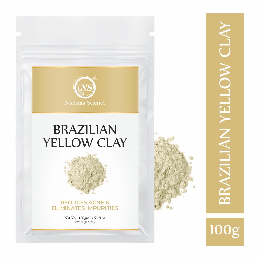 Nuerma Science Brazilian Yellow Clay - 100gm | Reduces Acne & Eliminates Impurities