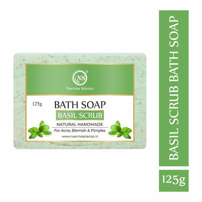 Nuerma Science Basil Scrub Bath Soap | For Acne, Blemishes & Pimples Control