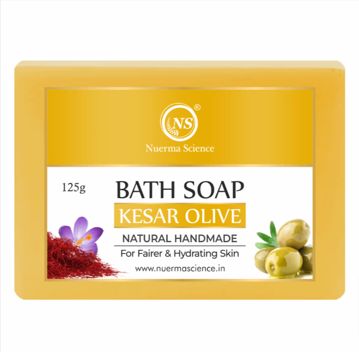 Nuerma Science Kesar Olive Bath Soap | Brightens & Nourishes Skin - 125gm