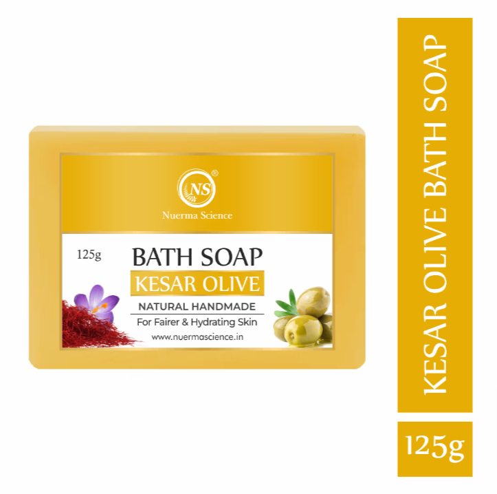 Nuerma Science Kesar Olive Bath Soap | Brightens & Nourishes Skin - 125gm