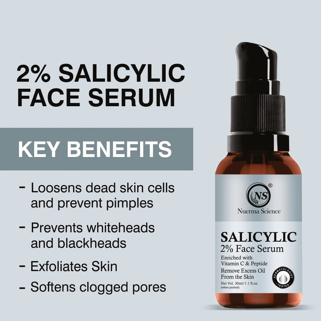 Nuerma Science Salicylic Acid Face Serum - 15ml | Clear, Radiant Skin