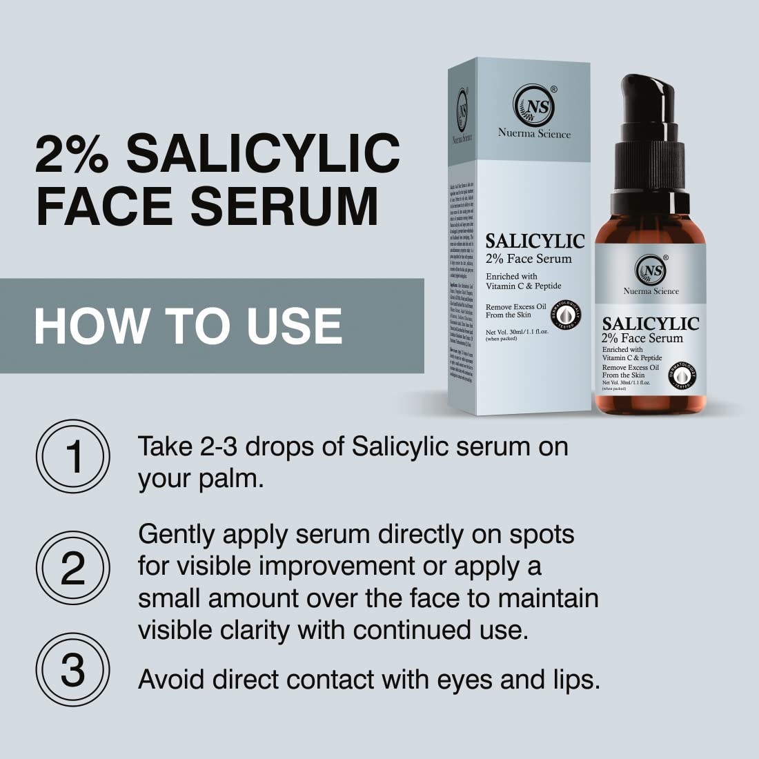 Nuerma Science Salicylic Acid Face Serum - 15ml | Clear, Radiant Skin