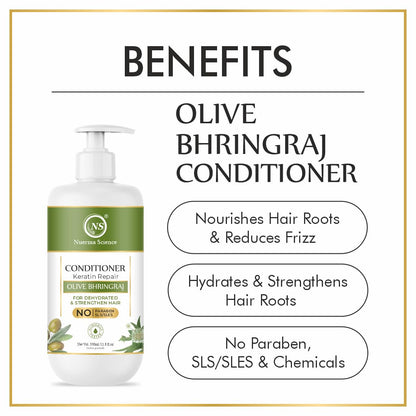 Nuerma Science Keratin Repair Olive Bhringraj Hair Conditioner for Dehydrated & Strengthen Hair - 350ml