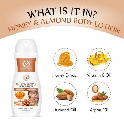 Nuerma Science Honey Almond Advanced Nourishing Body Lotion | Deep Hydrating Moisturizer - 218ml