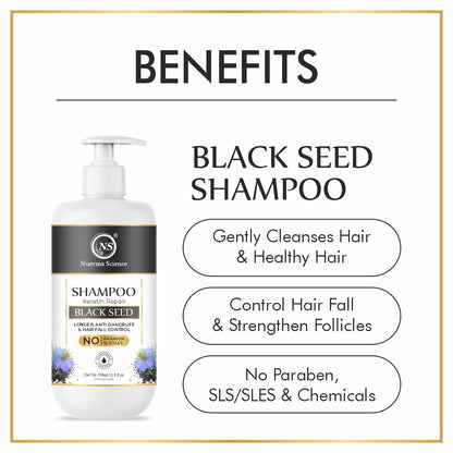 Nuerma Science Sulphate Free Keratin Repair Black Seed Shampoo For Keratin Botox and Coloured Hair - 350ml