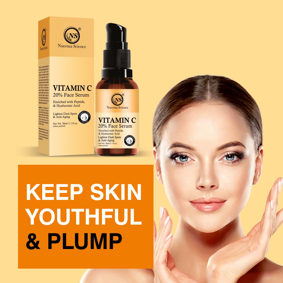 Nuerma Science 20% Vitamin C Face Serum - 30ml | Brightens & Revitalizes Skin