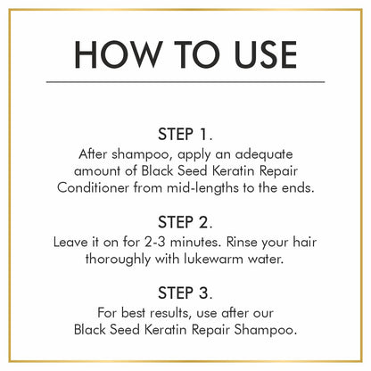 Nuerma Science Keratin Repair Black Seed Hair Conditioner to Deep Cleanse, Heat Repair & Hair Fall Control - 350ml