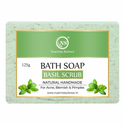 Nuerma Science Basil Scrub Bath Soap | For Acne, Blemishes & Pimples Control