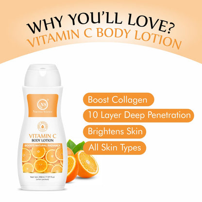 Nuerma Science Vitamin C Moisturizing Body Lotion | Deep Hydrating & Nourishing Body Lotion - 218ml