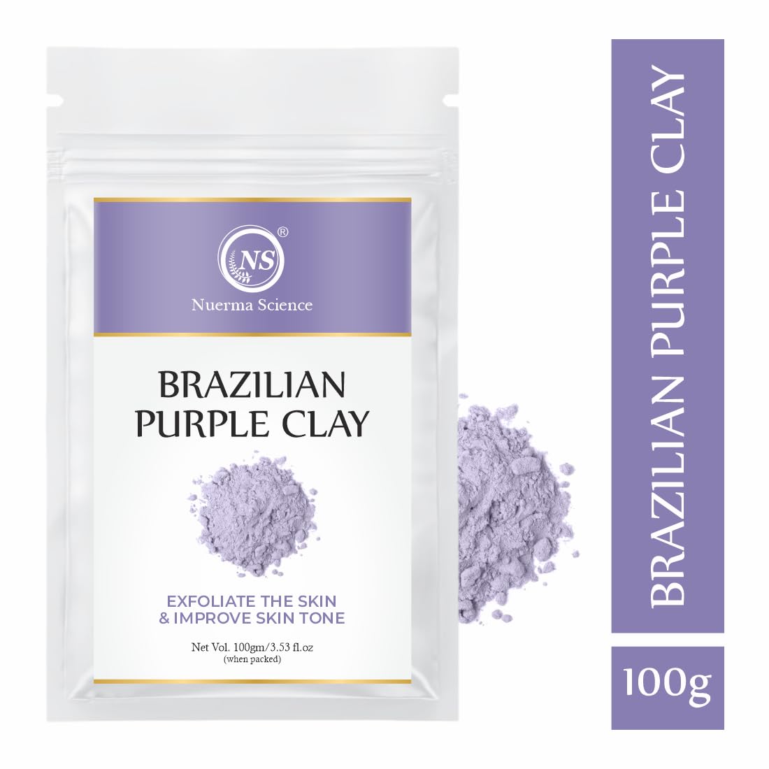 Nuerma Science Brazilian Purple Clay - 100gm | Exfoliates Skin & Improves Skin Tone