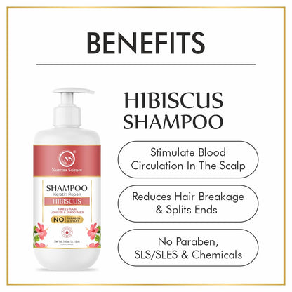 Nuerma Science Hibiscus Hair Shampoo with Keratin Repair (SLS Free) - 350ml