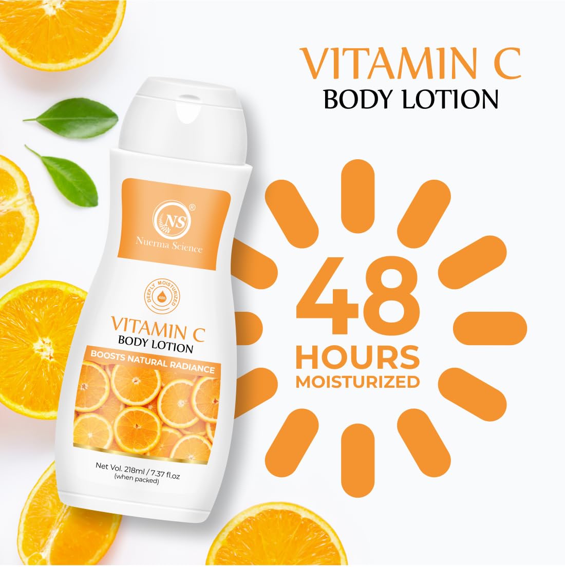 Nuerma Science Vitamin C Moisturizing Body Lotion | Deep Hydrating & Nourishing Body Lotion - 218ml