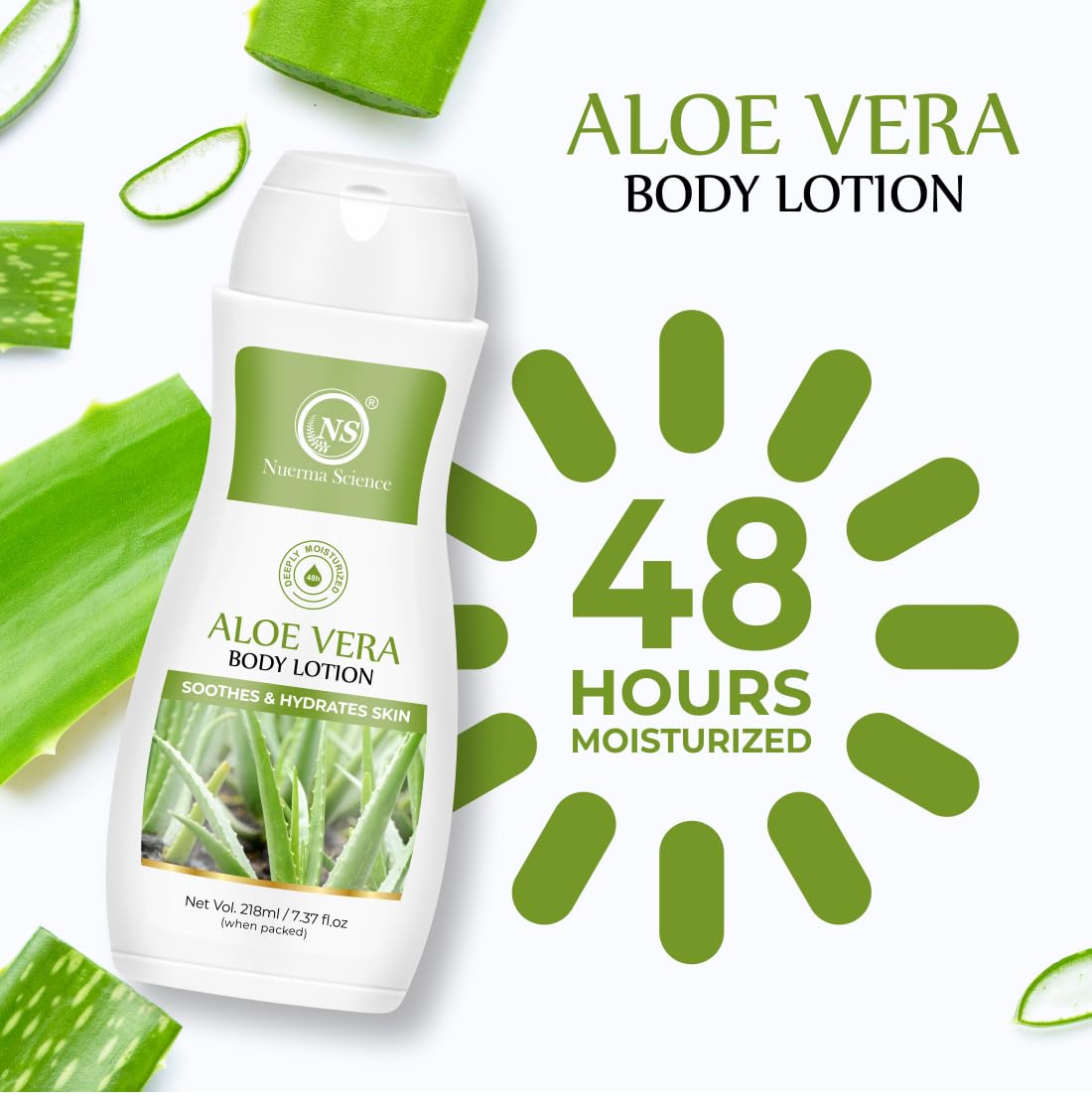 Nuerma Science Aloe Vera Body Lotion | Deep Moisturization & Refreshing Hydration - 218ml