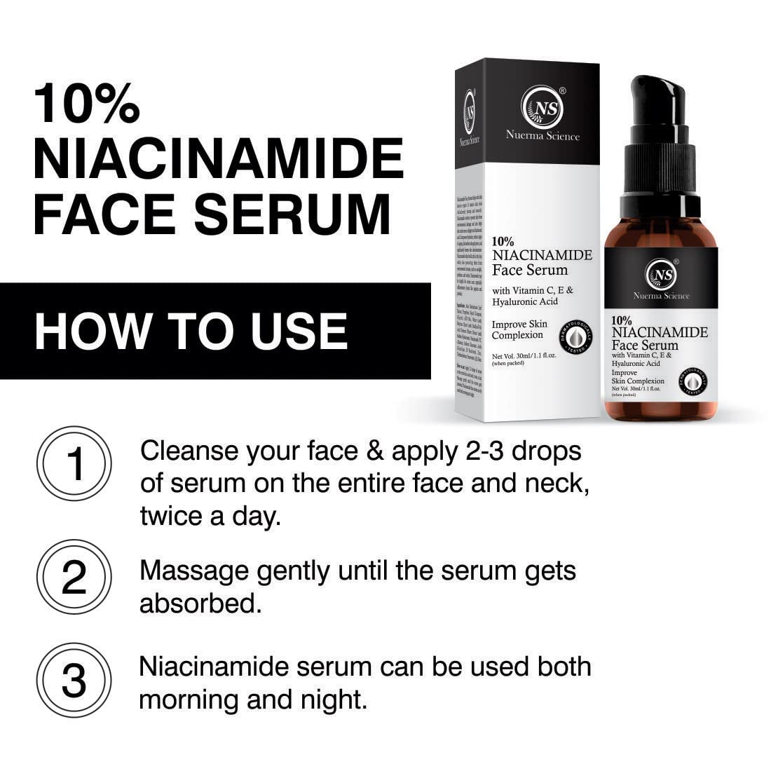 Nuerma Science 10% Niacinamide Face Serum - 15ml | Plump, Smooth, Radiant Skin