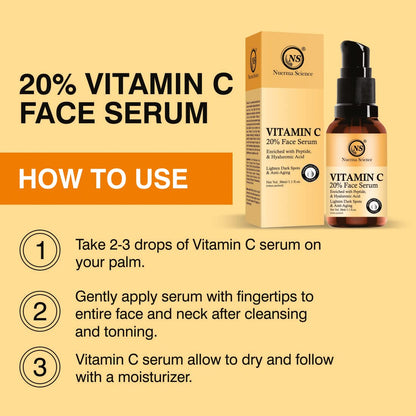 Nuerma Science 20% Vitamin C Face Serum - 30ml | Brightens & Revitalizes Skin