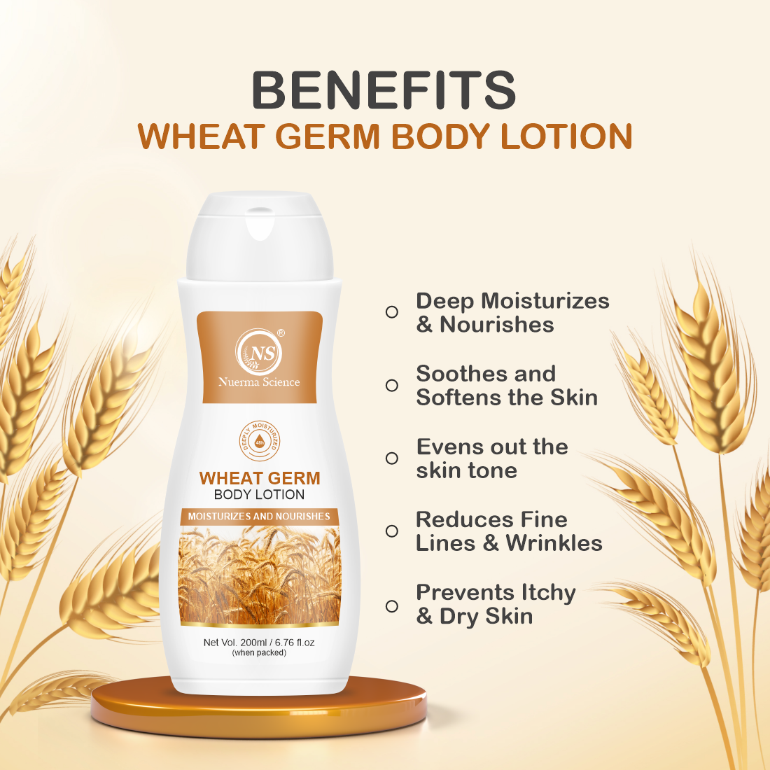 Nuerma Science Wheat Germ Body Lotion to Moisturize & Nourishes Skin - 200ml