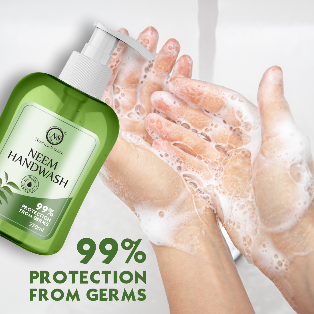 Nuerma Science Neem Hand Wash | Reduces Redness & Irritation, Eliminates Germs & Dirt