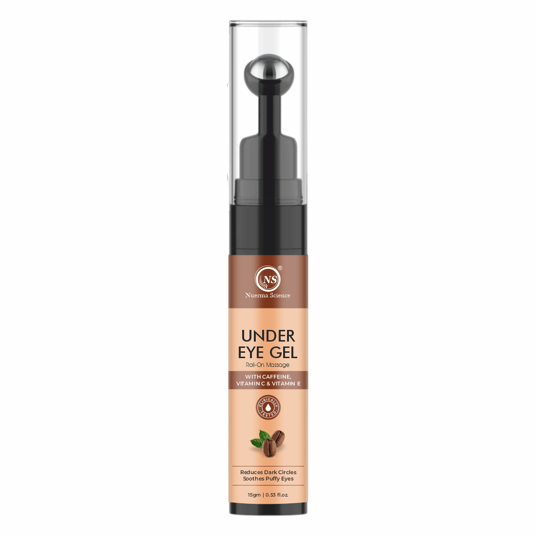 Nuerma Science Under Eye Gel Massage Roll-On to Reduce Dark Circles, Soothes Puffy Eyes - 15gm