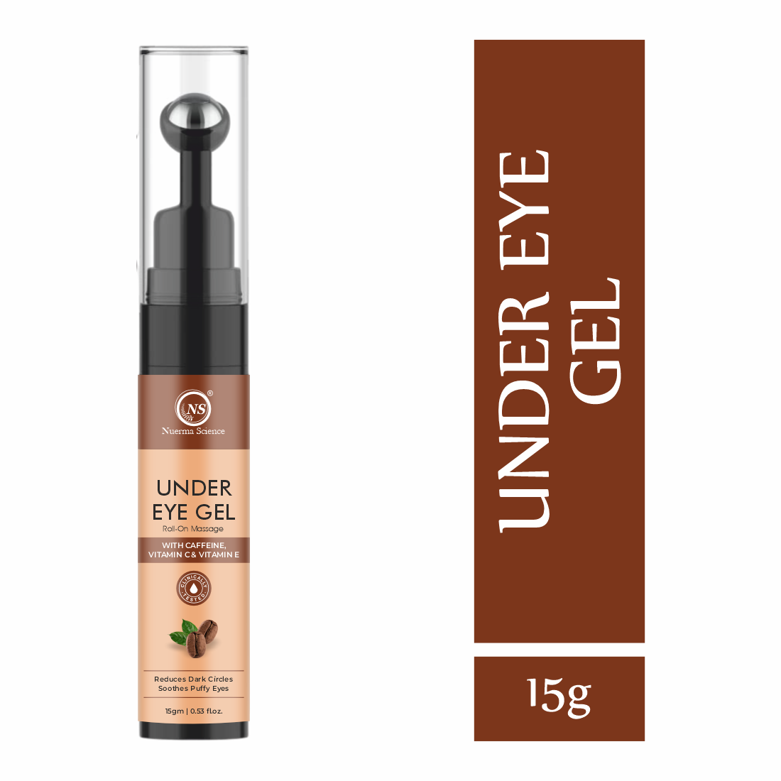 Nuerma Science Under Eye Gel Massage Roll-On to Reduce Dark Circles, Soothes Puffy Eyes - 15gm