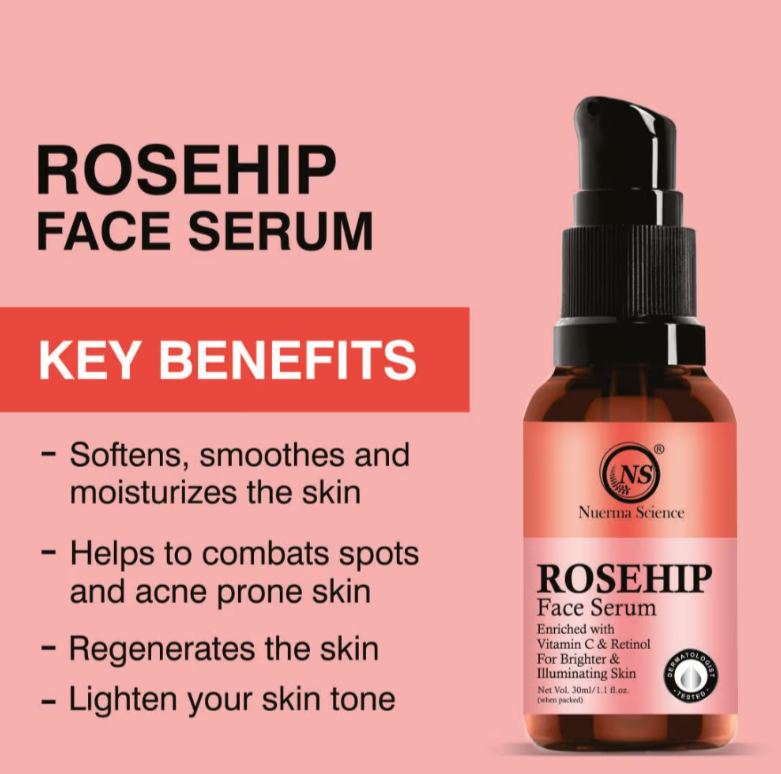 Nuerma Science Rosehip Face Serum - 15ml | Hydrates, Reduces Scars & Corrects Fine Lines