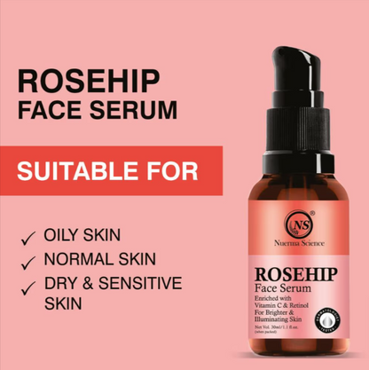 Nuerma Science Rosehip Face Serum - 15ml | Hydrates, Reduces Scars & Corrects Fine Lines