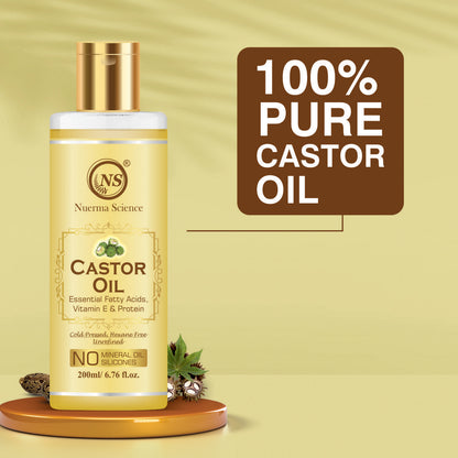 Nuerma Science Castor Oil For Skin & Body | Hydrating & Soothing Massage Oil - 200ml