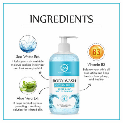 Nuerma Science Ocean Blue Body Wash | For Refreshing & Cleansing Body - 300ml