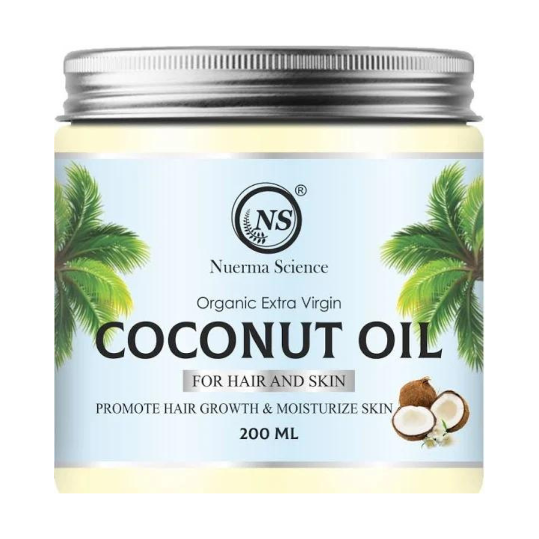 Nuerma Science Extra Virgin Coconut Oil for Hair & Skin | Promotes Hair Growth & Moisturizes Skin - 200ml