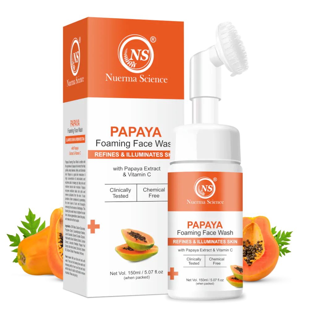 Nuerma Science Papaya Foaming Face Wash | Brightens Skin Tone & Clears Blemishes - 150ml