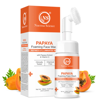 Nuerma Science Papaya Foaming Face Wash | Brightens Skin Tone & Clears Blemishes - 150ml