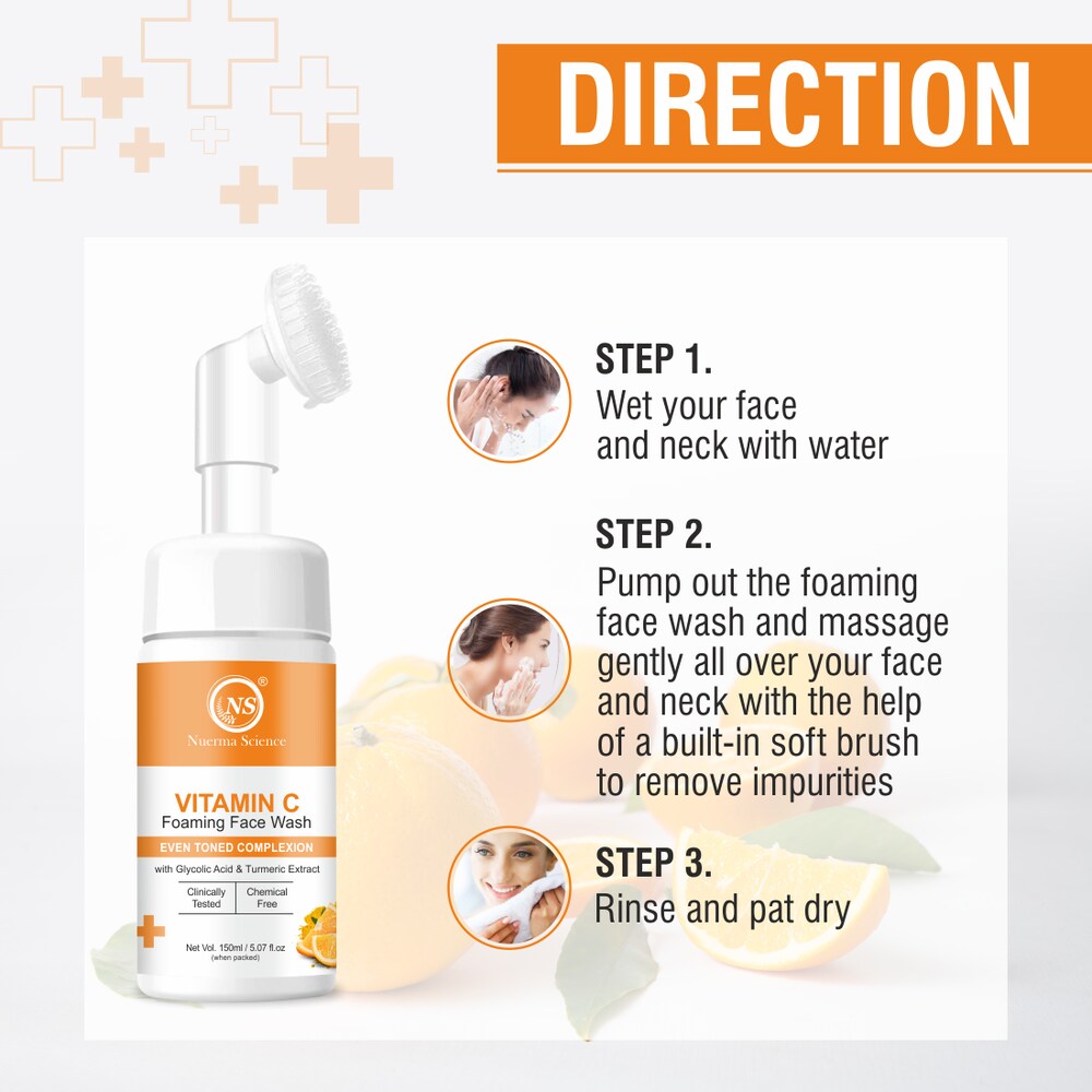 Nuerma Science Vitamin C Foaming Face Wash | To Enhance Skin Glow & Reduce Pigmentation - 150ml