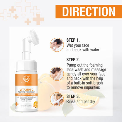 Nuerma Science Vitamin C Foaming Face Wash | To Enhance Skin Glow & Reduce Pigmentation - 150ml