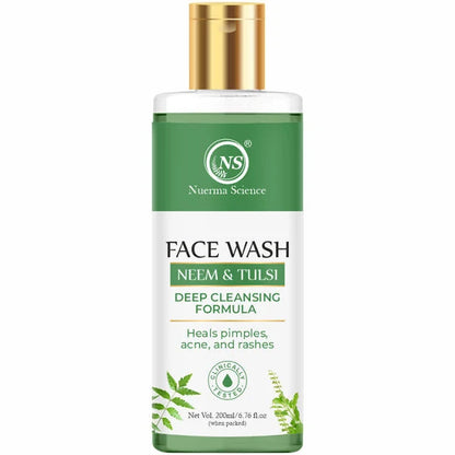 Nuerma Science Neem & Tulsi Face Wash | Deep Cleansing Formula to Heal Pimples, Acne & Rashes - 200ml