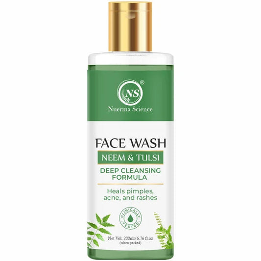 Nuerma Science Neem & Tulsi Face Wash | Deep Cleansing Formula to Heal Pimples, Acne & Rashes - 200ml