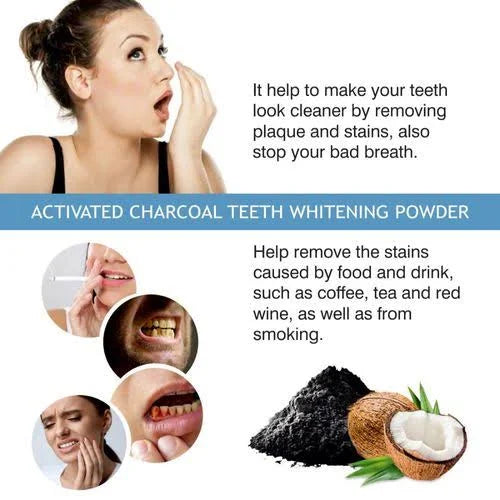 Nuerma Science Activated Charcoal Teeth Whitening Powder with Coconut Shell - 100gm