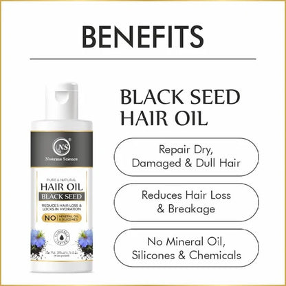 Nuerma Science Black Seed Hair Oil to Reduce Hair Loss & Locks in Hydration